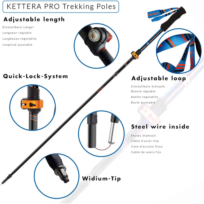 VIKING Kettera Pro складані трекінгові палиці для хайкінгу та скандинавської ходьби для жінок, легкі алюмінієві, компактні