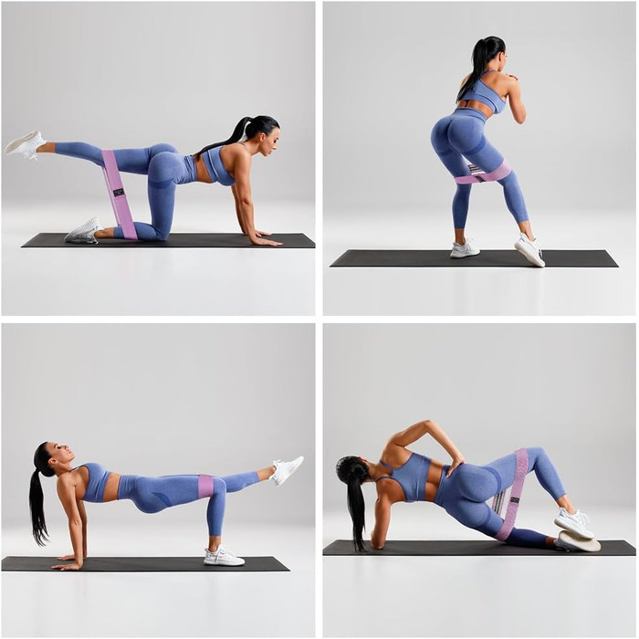 Фітнес-гумки для стегон Flintronic, набір фітнес-гумок, стрічки опору для стегон, гумки для йоги, фітнесу, силових тренувань, A-фіолетовий+рожевий+синій