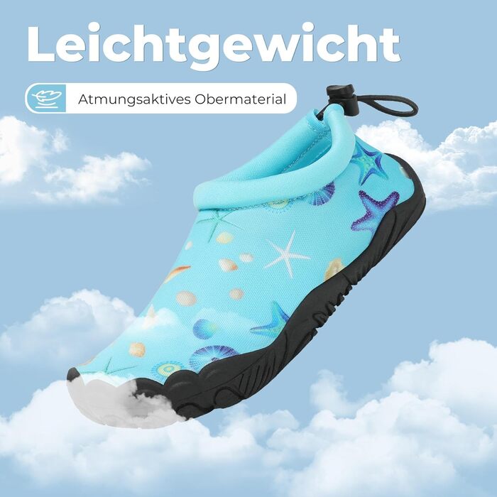 Дитячі шкарпетки-тапочки для плавання Mishansha: дихаючі, швидковисихаючі, антиковзкі, розмір 24-35, блакитні