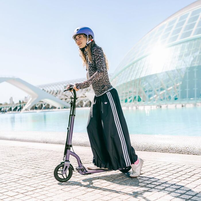 Самокат трюковий Movino Roller Air фіолетовий, складаний, для підлітків та дорослих, з великими пневматичними колесами та регульованим кермом