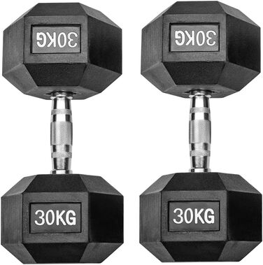 Гантелі Hexagon Studio 60 кг (2x30 кг), гумові, чорні