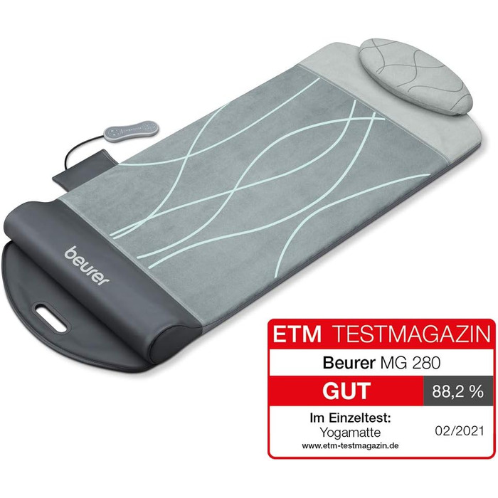 Масажна килимок Beurer MG 280 для йоги та розтяжки, для розслаблення м'язів, для шиї, плечей та спини, складний, сірий