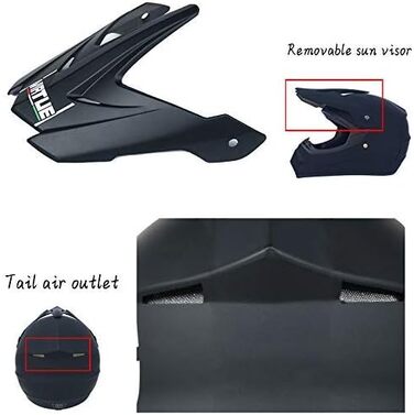 Унісекс Мотокрос-шолом з маскою, окулярами та рукавичками, для дітей та підлітків, ендуро, оф-роуд, мотоцикл, MTB, ATV, BMX, Quad, чорний, сертифікат D.O.T, розмір L (56-57 см)