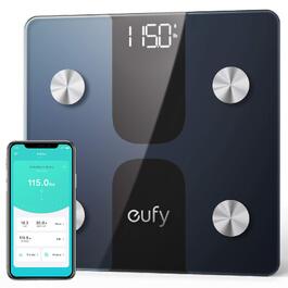 Розумні ваги для вимірювання складу тіла eufy Smart Scale C1 Bluetooth: аналізатор жиру, BMI та ваги з LED-дисплеєм та мобільним додатком, чорні