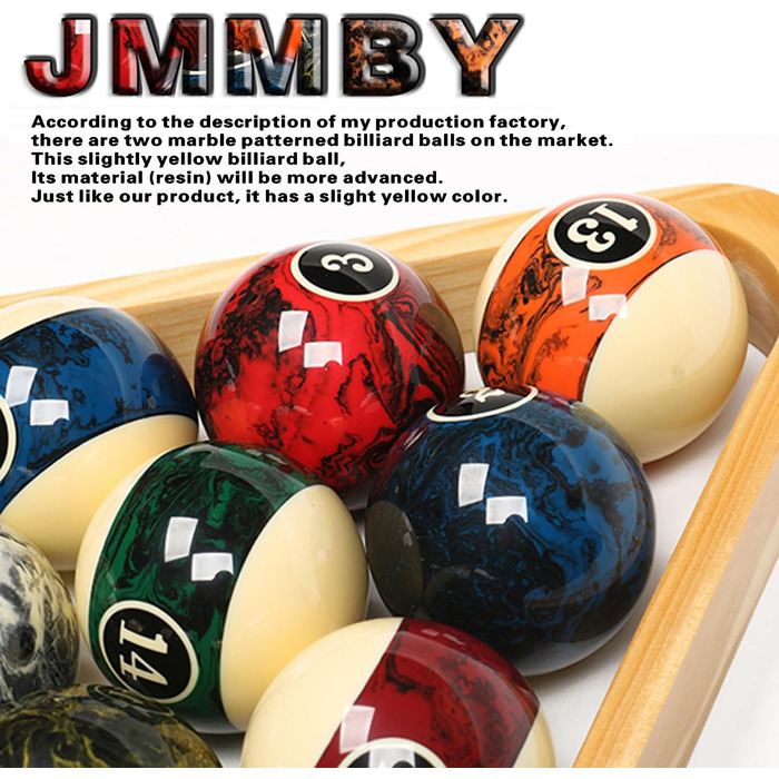 Набір для більярду преміум-класу, 16 куль, мармур-стиль, 5.4 см, чорний мармур