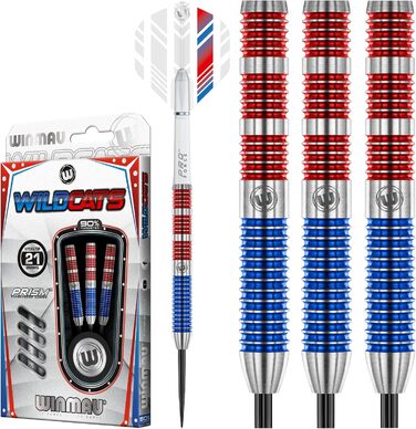 Дротики WINMAU Wildcats 90% вольфраму, 21 г, з крилами та стрижнями, призматична технологія