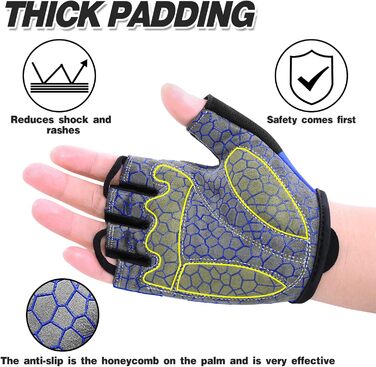 Рукавички для велосипеда чоловічі/жіночі літні - рукавички напівпальці для їзди на велосипеді, відпочинку, MTB, шосе, даунхілу, щоденних поїздок, велотуризму, каякінгу, роликів, вітрильного спорту, греблі. Колір: синій, розмір: M