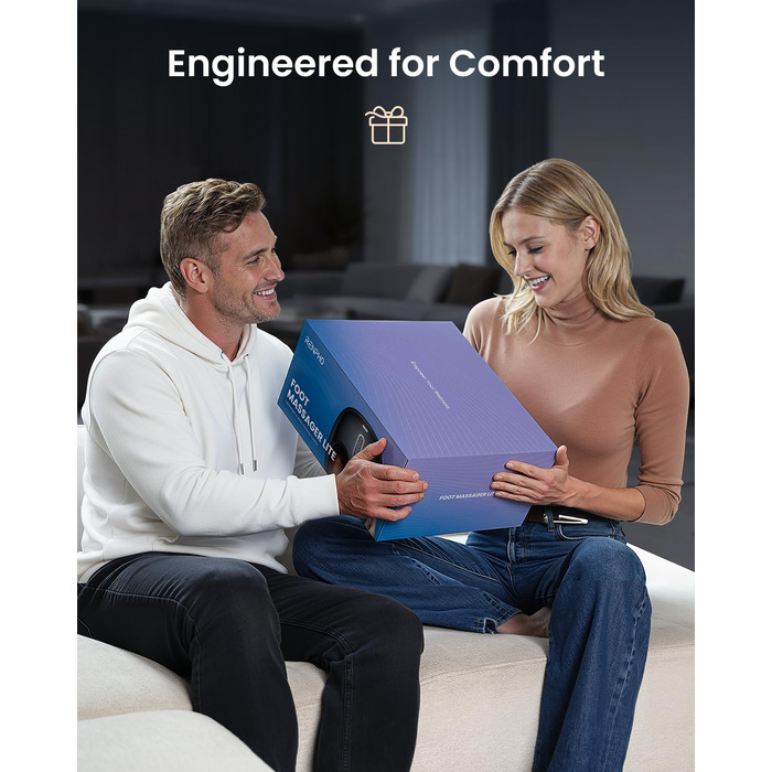 Масажер для ніг RENPHO з підігрівом, Shiatsu масажер для ніг при фасціїті, подарунок на Різдво, бездротове керування, голосове керування (Новинка), чорний