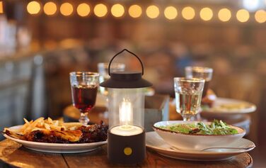 LED кемпінговий ліхтар Idena 50125 чорного кольору, акумуляторний, бездротовий, диммер, 19 см, портативна лампа для дому та на вулицю