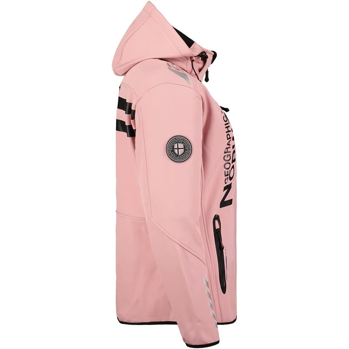 Жіноча мембранна куртка Softshell Geographical Norway Outdoor — водонепроникна спортивна вітровка для дощу (L, блідо-рожевий з чорним)