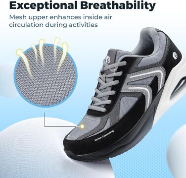 Кросівки FitVille для жінок, широкі, з повітряною амортизацією, для бігу та ходьби, дихаючі, легкі, антиковзні, зручні фітнес-кросівки (37 EU, чорний)