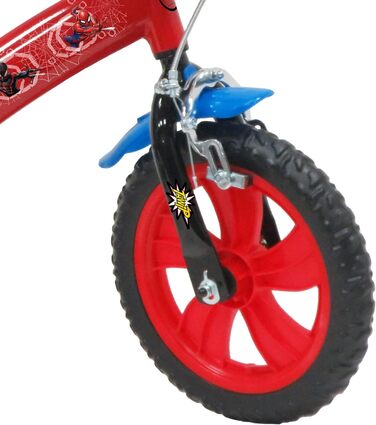 Дитячий велосипед Atlas Jungen 12 дюймів Spiderman, 1 гальмо, передній декор, захист ланцюга, стабілізатори, червоний