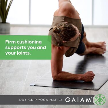 Килимок для йоги Gaiam Sol Dry-Grip для гарячої йоги та інтенсивних тренувань, 78' x 26' x 5 мм, чорний (XL)