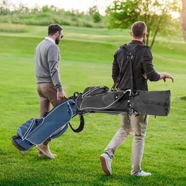 LIFEZEAL Гольф-сумка: портативна сумка для ключок з 4 перегородками, сумка-станд для гольфу з регульованим плечовим ременем, легка чорна сумка для чоловіків та жінок