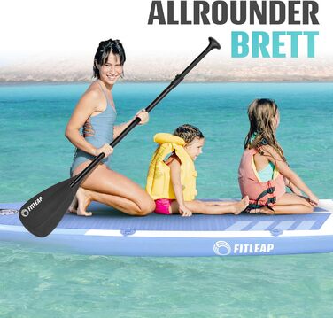 Надувний SUP Борд Fitleap Premium Stand Up Paddle Board - Комплект з насосом, веслом та рюкзаком. Підходить для йоги, серфінгу та водних видів спорту. Для 1 особи.