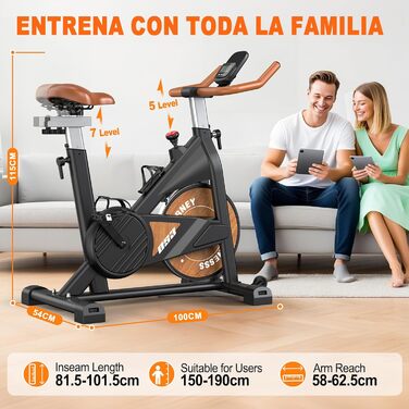 Велотренажер з Bluetooth: велотренажер з магнітним опором, фітнес-велосипед для дому з LCD-дисплеєм, до 160 кг, чорний