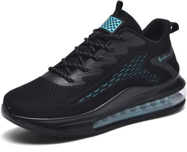 Спортивні кросівки LIN&LE для чоловіків та жінок. Зручні бігові кросівки з повітряною подушкою. Легкі повсякденні кросівки (42 EU, чорний/синій)