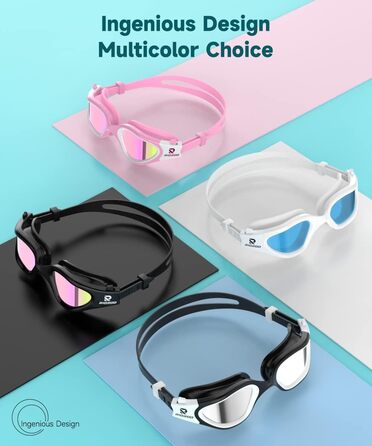 Окуляри для плавання Schwimmbrille, поляризовані, білі/срібні - для жінок та чоловіків, антифог, UV-захист