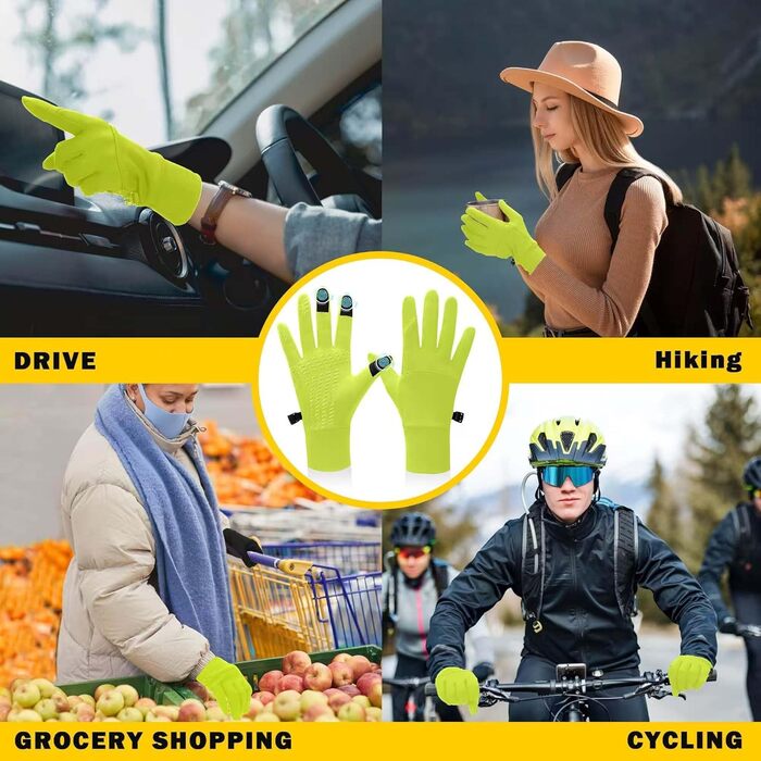 Рукавички для велоспорту з сенсорним екраном, чоловічі, зелені. Нековзкі, вітронепроникні, для велосипеда, бігу, їзди, лиж. Розмір M