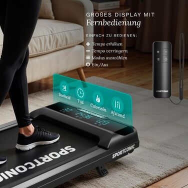 Біговий тренажер Sportconic складний - Walking Pad з нахилом та пультом дистанційного керування. Тиха фітнес-машина для дому, офісу та тренувань (1-6 км/год)