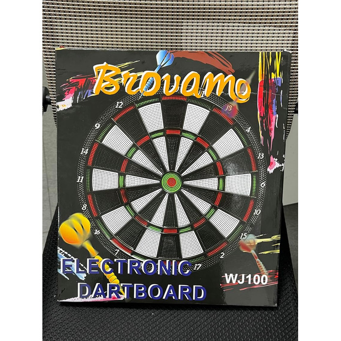 Електронний дартс Dartscheibe з 12 стрілками та LCD-дисплеєм, голосове супроводження, живлення від батарейок