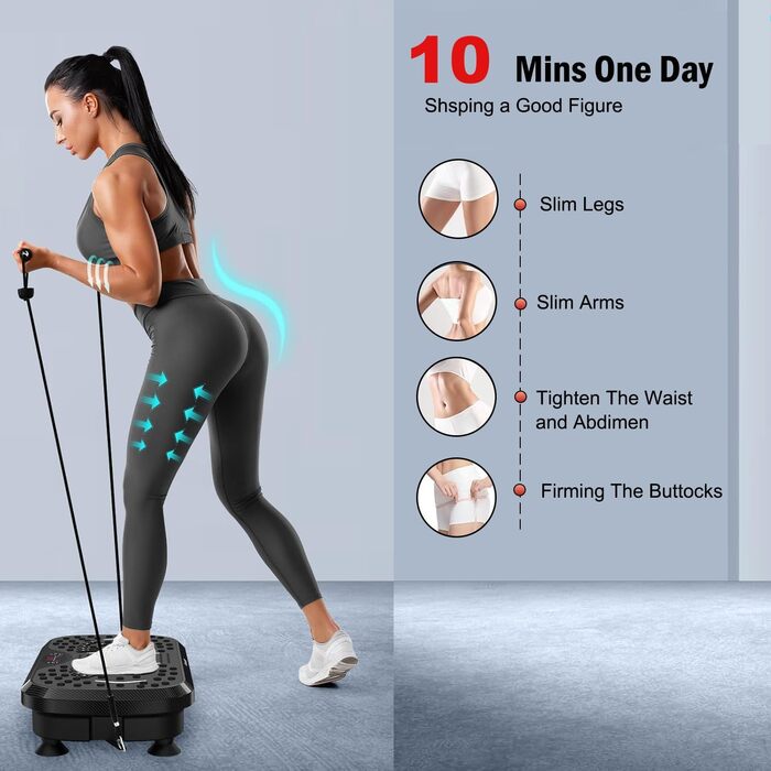 Вібраційна платформа для тренувань, покращена модель 2025 року, для лімфодренажу, 120 швидкостей, вантажопідйомність 204 кг, для чоловіків та жінок