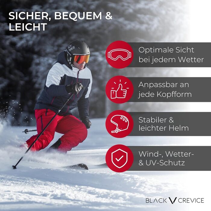Гірськолижний шолом Black Crevice Arlberg з 2 візорами, розмір M/L (58-61 см), чорний