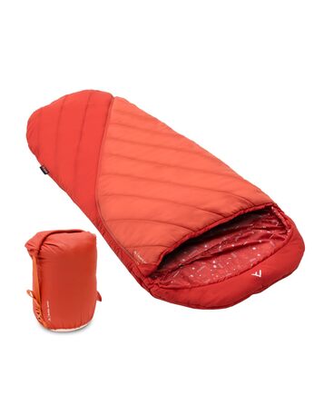 Дитячий спальник Qeedo Buddy Junior для кемпінгу (10-25°C), 3 сезони, кораловий (до 140 см / 10 років)