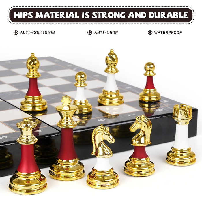 Великий набір шахів для дорослих 38,1 см з фігурами з акрилу, набір для подорожей, елегантний класичний дизайн