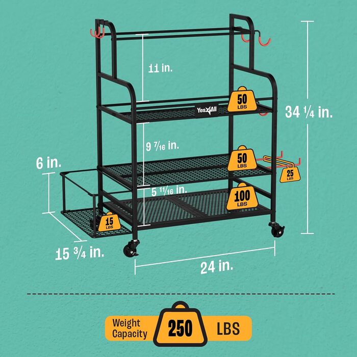 Організатор для домашнього спортзалу Yes4All, чорний - стелаж для зберігання