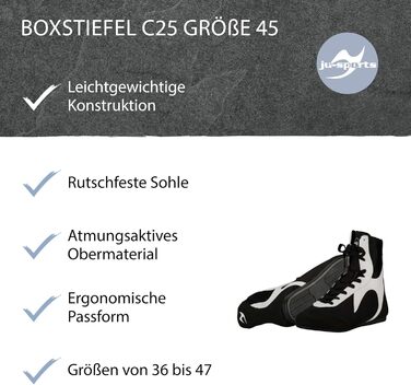 Боксерські черевики Ju-Sports C25 для чоловіків та жінок - легкі боксерські черевики з неслизькою гумовою підошвою, чорно-білі, 42 EU