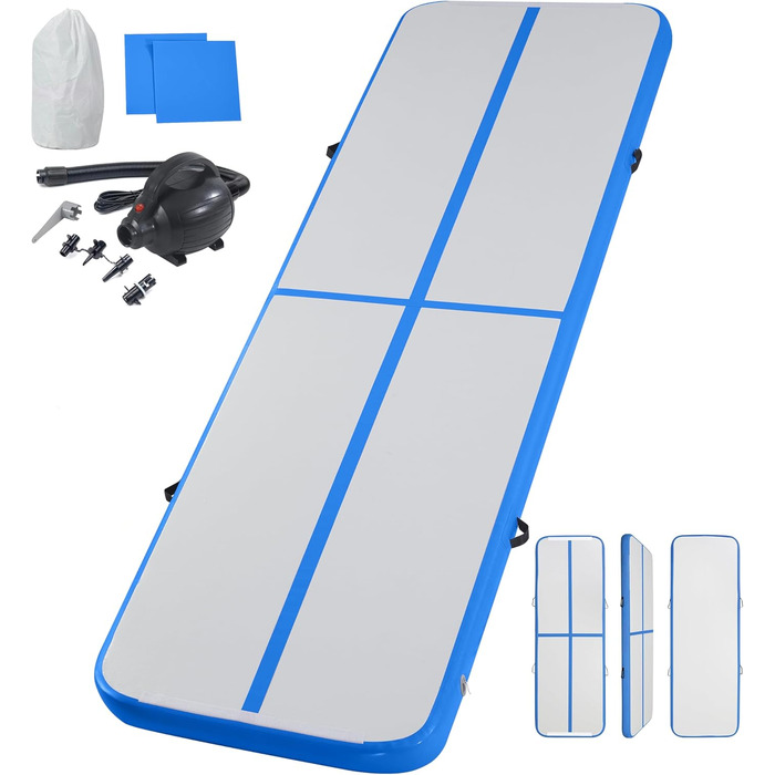 Гімнастична килимок LSLIFE надувний, 4/5/6 метрів, товщина 10 см, з електричним насосом. Для гімнастики, йоги, тренувань, дітей. Надувна гімнастична доріжка, тренувальна балка.