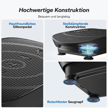 Вібраційна платформа MERACH для тренувань всього тіла, побудова та формування м'язів, автоматичне регулювання швидкості, Bluetooth-динамік, чорний