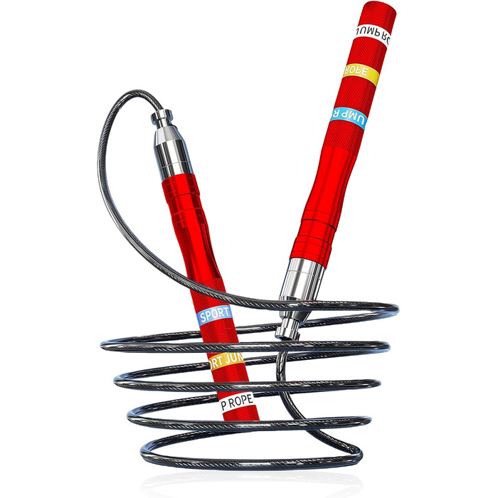 Скакалка Flintronic Speed Springseil: регульована, 300 см, з подвійним підшипником, алюмінієва ручка, для фітнесу, кросфіту, боксу та кардіо, червона