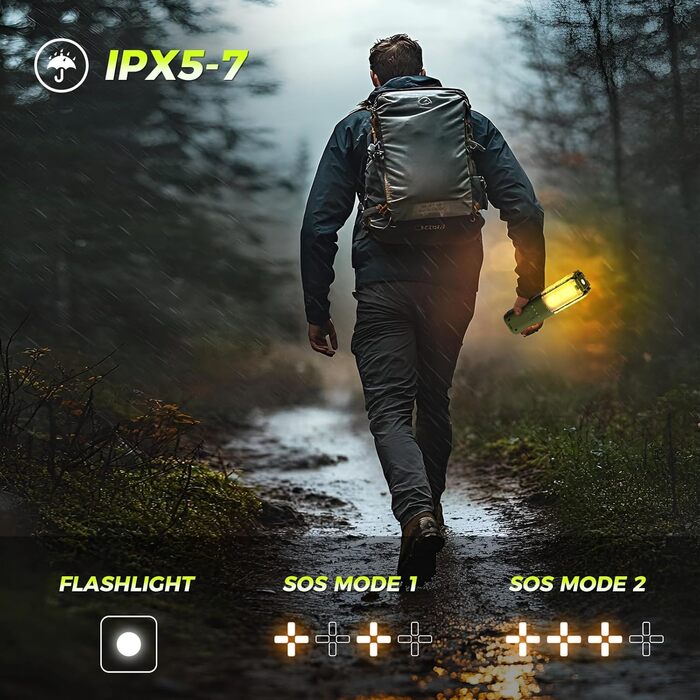 Налобний ліхтар-ліхтарик для кемпінгу, 14000 mAh, LED, багатофункціональний, магнітний, для будівельних майданчиків, бездротовий, регульована яскравість, портативний, 6000LM, IPX5, вологостійкий (зелений)