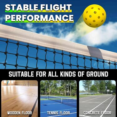 Піклбол м'ячі Outdoor, 40 отворів, 12 шт. - для спортивних ігор, висока пружність, довговічні, сумісні з усіма ракетками