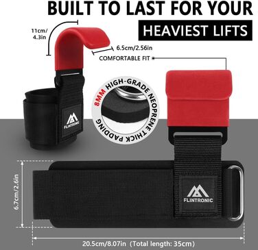 Набори для тяги Flintronic Power Zughilfen: 2 шт. для бодібілдингу, силових тренувань, важкої атлетики та фітнесу. Зручні ручки з неопрену 8 мм та бавовни, шкіряні навантажувальні ручки.