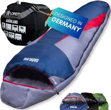 Сплячий мішок EXPLORER® GRÖNLAND -23°C -5°C, 3-4 сезони, зимовий, для дорослих, 230x82x55 см, блакитний