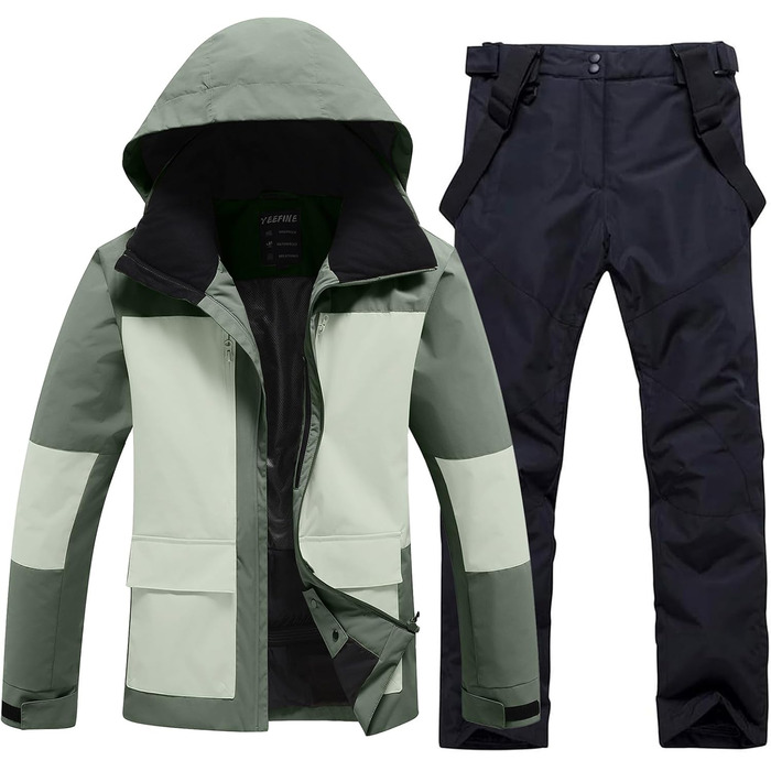 Чоловічий комплект гірськолижний HOTIAN: куртка та штани, водонепроникний, дихаючий, з капюшоном. Ідеально для сноуборду та катання на лижах. Розміри L, LGR+BK