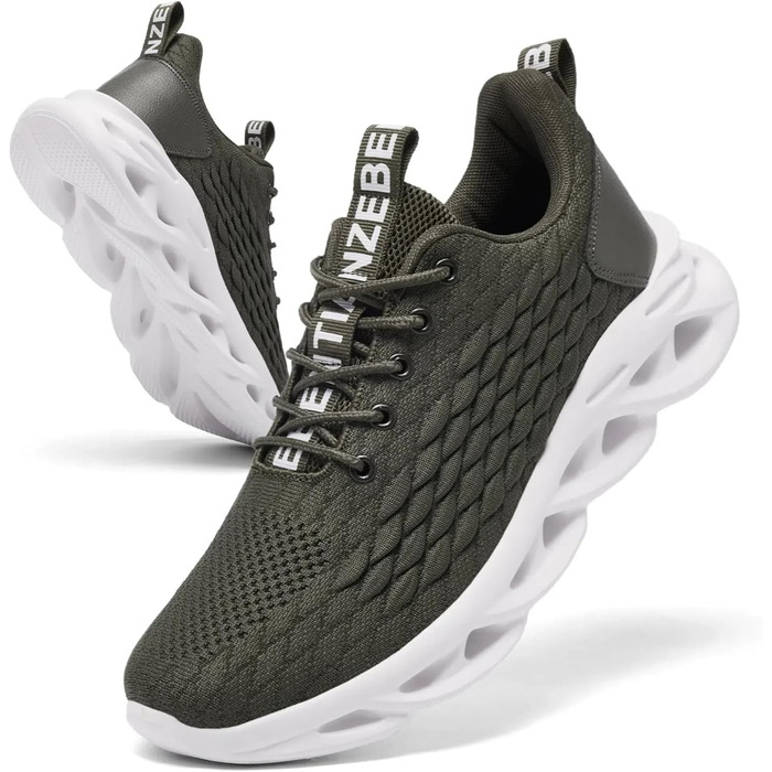 Чоловічі кросівки для бігу, тенісу та фітнесу. Легкі, дихаючі, зелені. Розмір 43 EU