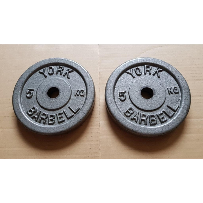 Набір дисків York Fitness 4x5 кг з чавуну для штанги, 1-дюймовий отвір, для силових тренувань та набору м’язової маси