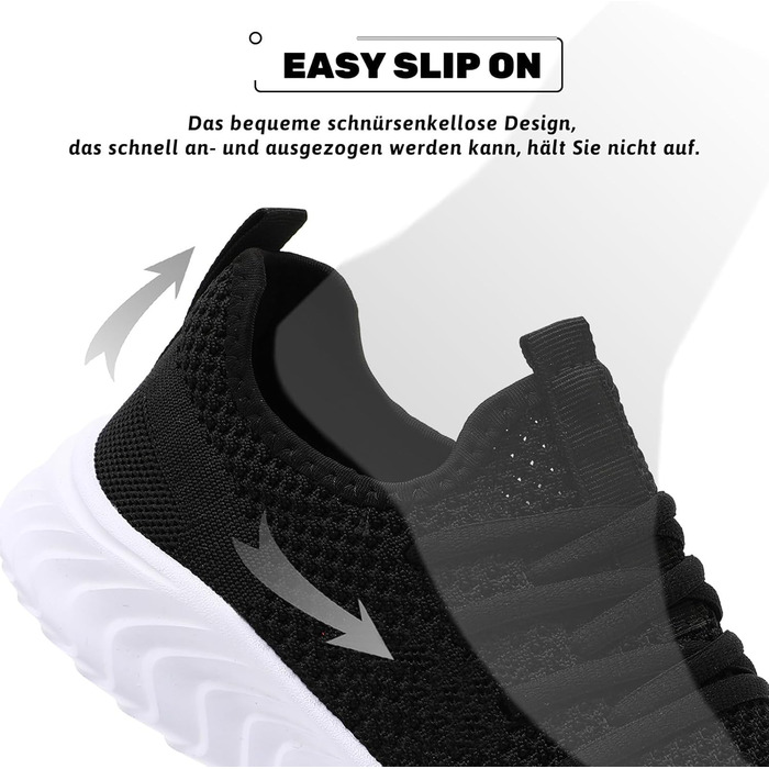 Чоловічі кросівки QIJGS для бігу та фітнесу, повсякденне взуття, модель Slip-on, розмір 46 EU, чорно-білі