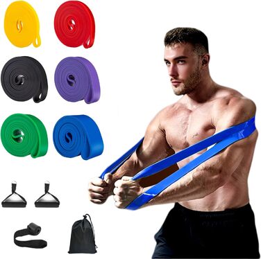 Набір еластичних стрічок KiwiPower – стрічки опору з 6 рівнями, дверний анкер, ручки та сумка – фітнес-стрічки для силових тренувань, підтягувань, йоги, пілатесу, кросфіту, фізіотерапії