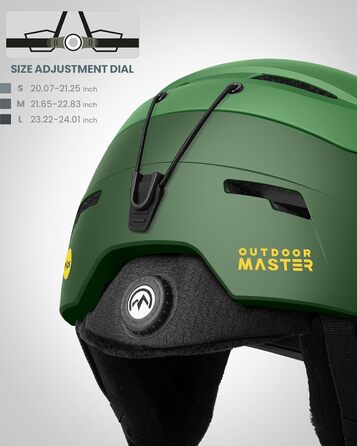 Лижний шолом OutdoorMaster ELK MIPS для сноуборду та гірських лиж, захисний, для чоловіків, жінок та підлітків, колір лісовий зелений, розмір L