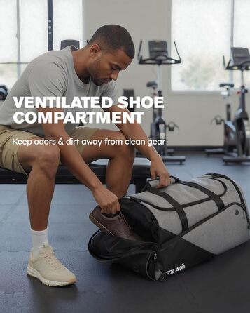 Спортивна сумка Tolaccea: велика містка сумка-рюкзак з відділенням для взуття та мокрих речей. Ідеальна для тренувань, подорожей, басейну, сауни, футболу (для чоловіків та жінок)