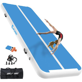 AKSPORT Надувний гімнастичний мат з повітряною подушкою, 3/4/5/6м, 10/20см, 300x100x10см, синій