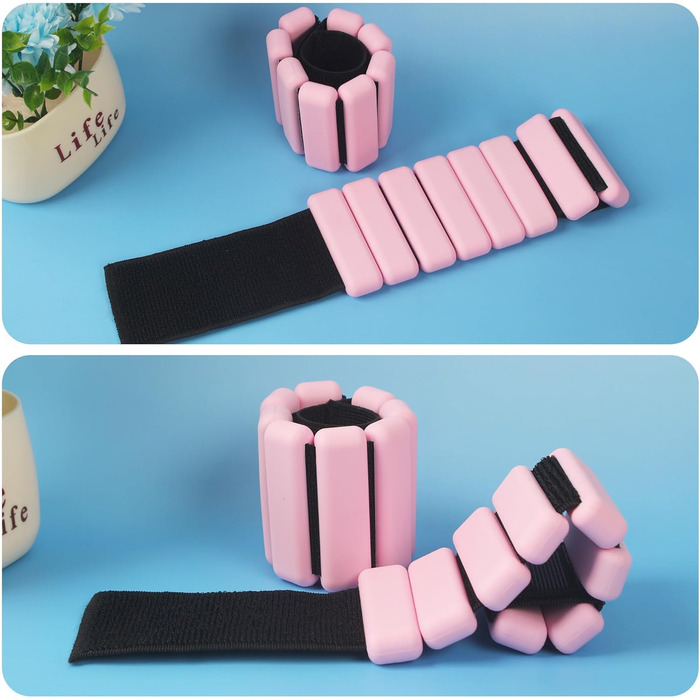 Набір манжет для ніг та зап'ястків BUCOMTU (2 шт.) - рожевий. Ідеально для йоги, танців, пілатесу, кардіо та ходьби
