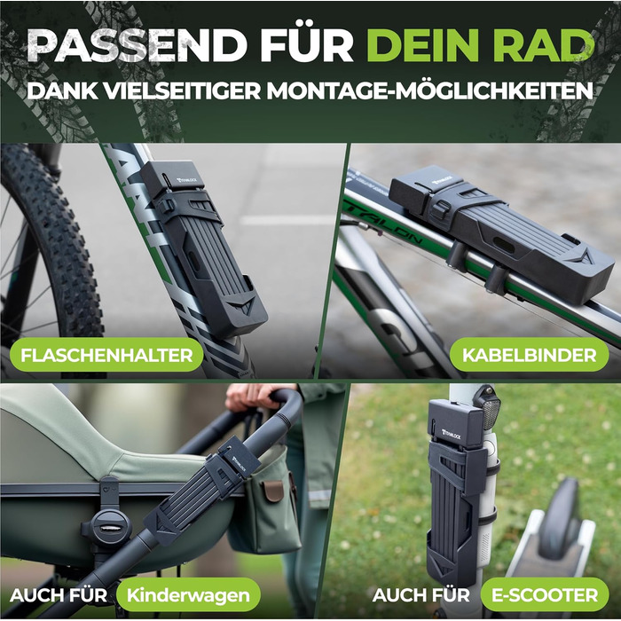 Замок для велосипеда: складний, антикрадійний [Оригінал]. Швидка та легка установка, нержавіюча сталь, рівень безпеки 10/10, 120 см