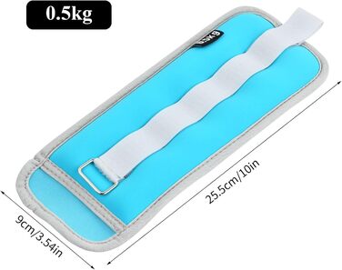 Набір вантажів для зап'ястя та щиколоток, 0,25/0,5 кг, 2 шт. - для фітнесу, бігу, йоги, танців (блакитний)