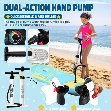 Надувне SUP-борд для дітей та підлітків (жовта зірка) - комплект з аксесуарами